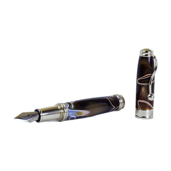 Jean-Pierre Lepine - Indigo Classic Murano - Brown with Beige Filet - Fountain Pen