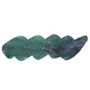 Papier Plume Swamp Mermaid shimmer fountain pen ink in a glass bottle with vibrant green-blue ink and shimmering effect.