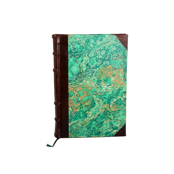 Handcrafted Leather Trimmed Journal With Marbled Paper: Old World Spine