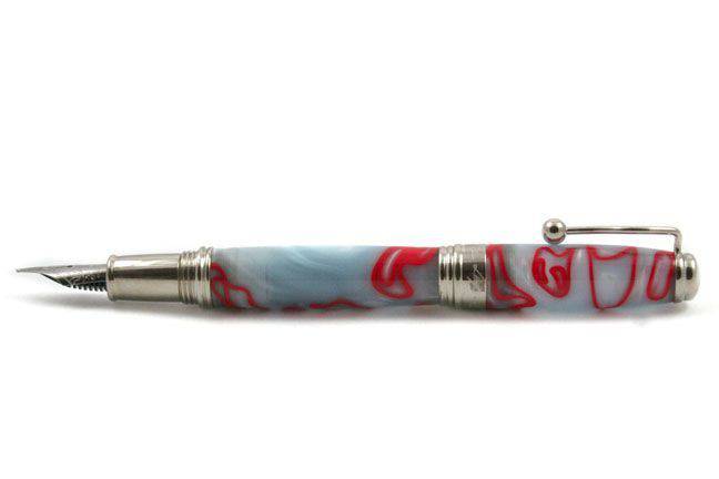 Jean-Pierre Lepine - Indigo Classic Murano - Grey with Red Filet - Fountain Pen