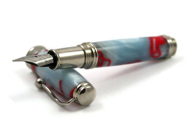 Jean-Pierre Lepine - Indigo Classic Murano - Grey with Red Filet - Fountain Pen