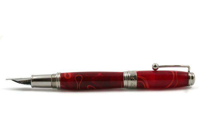 Jean-Pierre Lepine - Indigo Classic Murano - Red with Yellow Filet - Fountain Pen