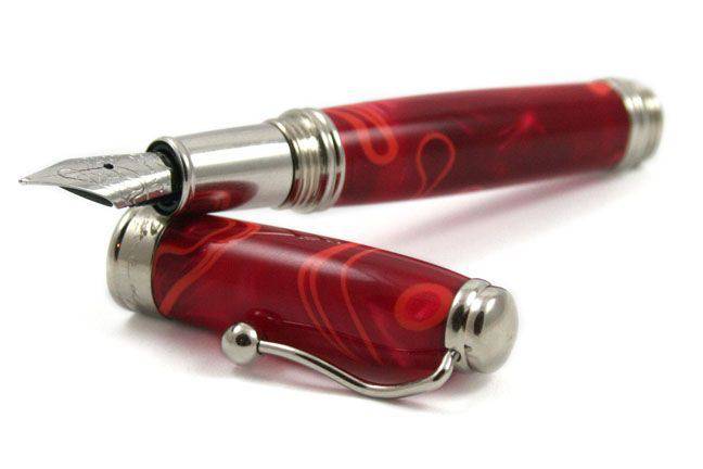 Jean-Pierre Lepine - Indigo Classic Murano - Red with Yellow Filet - Fountain Pen