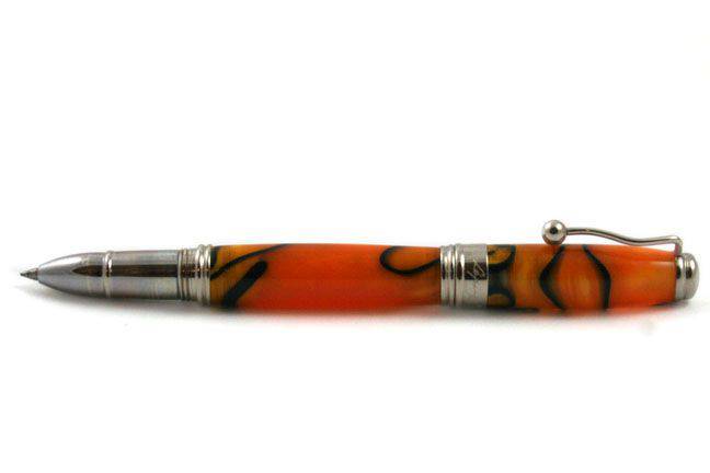 Jean-Pierre Lepine - Indigo Classic Murano - Rollerball - Orange with Blue Filet - Papier Plume