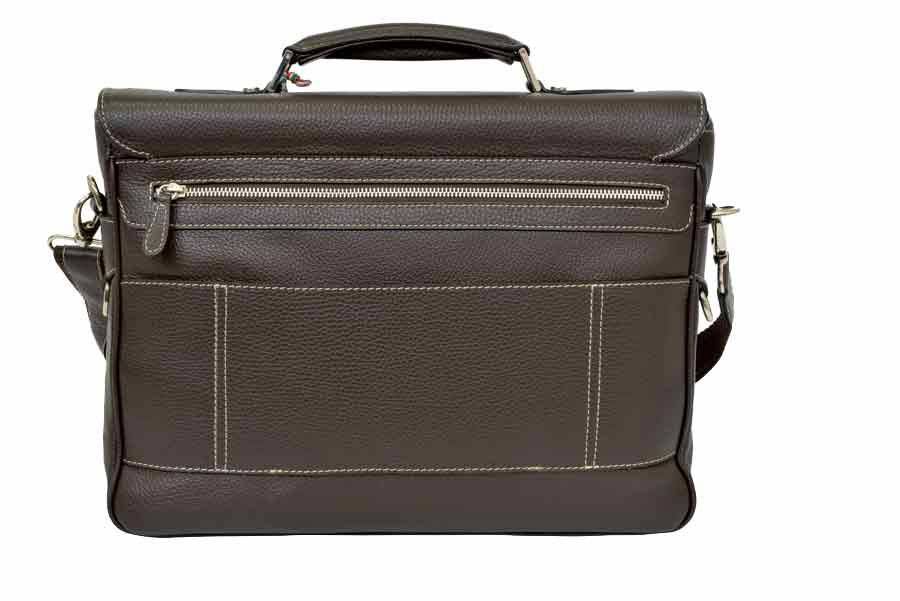 Munari “Granata” Leather Briefcase with Lock - Papier Plume