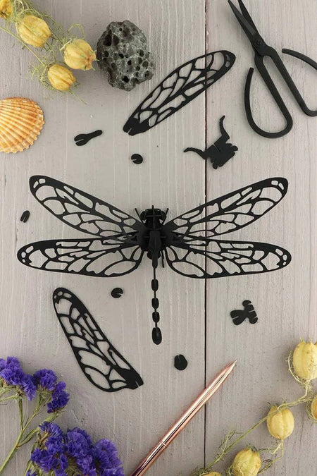 Paper Black Anisoptera Dragonfly - Papier Plume