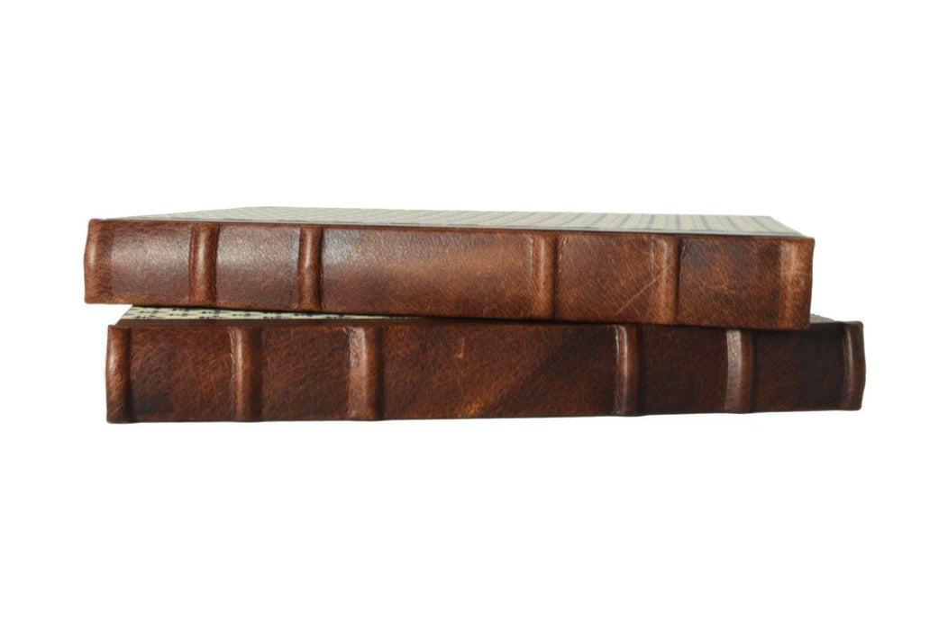 Handcrafted Leather Trimmed Journal With Fleur De Lyse: Old World Spine - Papier Plume