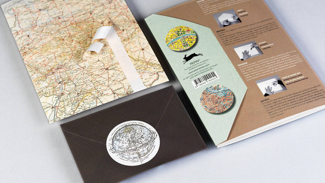 Pepin Press - Stickers & Tape Book - Historical Maps - Papier Plume