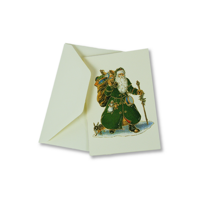 Christmas Cards - Santa Claus (Green)