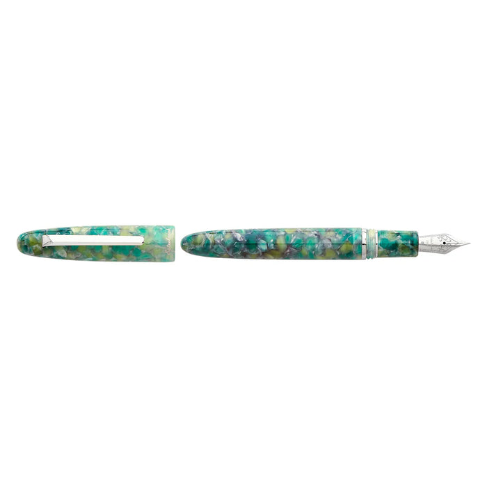Esterbrook Estie fountain pen with silver fittings, featuring a sleek design and smooth writing nib.