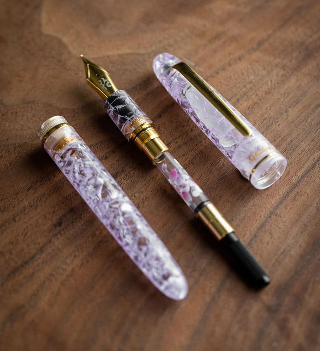 Esterbrook Bungubox Kachofugetsu Cherry Blossom Edition fountain pen with intricate floral design and elegant black body.