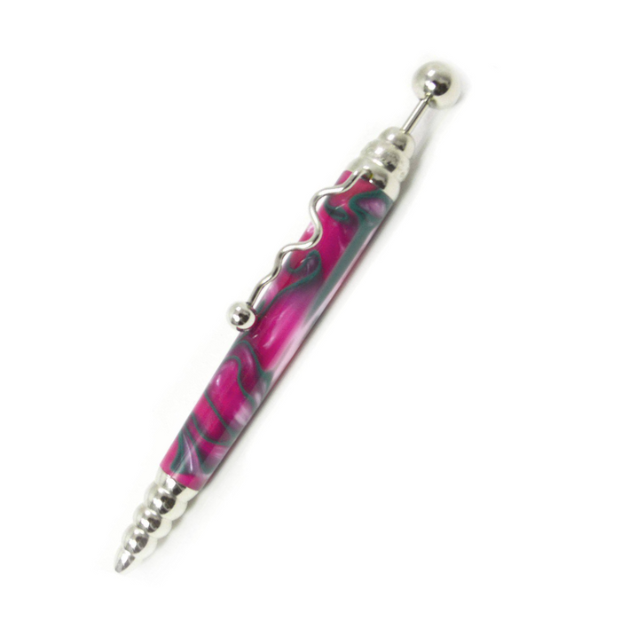 Jean-Pierre Lepine Zig Zag Ballpoint Pen - Pink with Green Filet